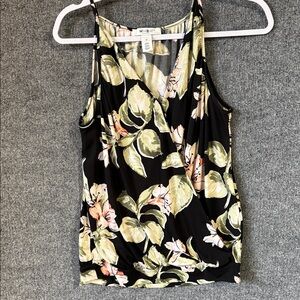 White House Black Market Blk, Green, Peach  Floral Spagetti Strap V Neck Top